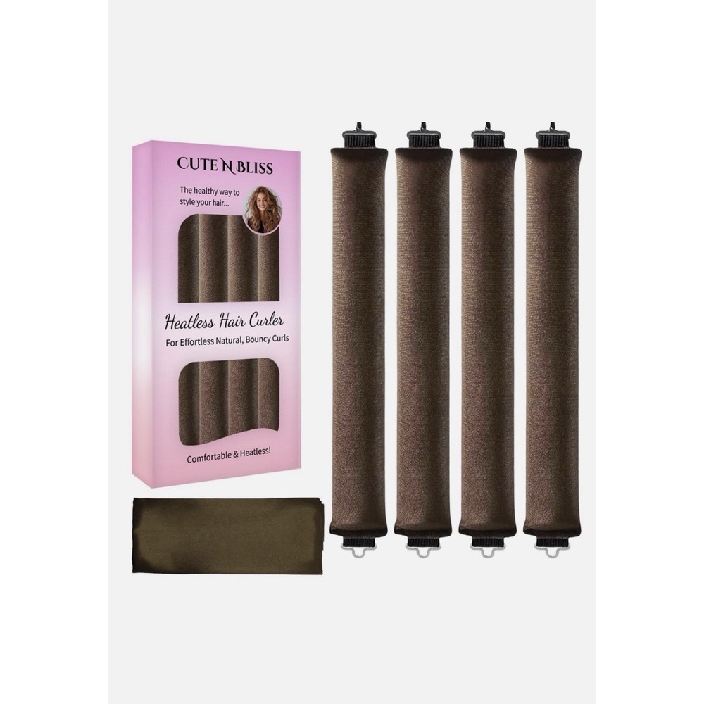 8N26/Heatless Hair Curler – Heatless Curls Overnight No Silk Rod Headband, Brown